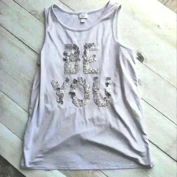 More Than Magic Girls Be You Sequin Sleeveless Purple Tank Top Shirt Size 14/16 - Picture 1 of 5